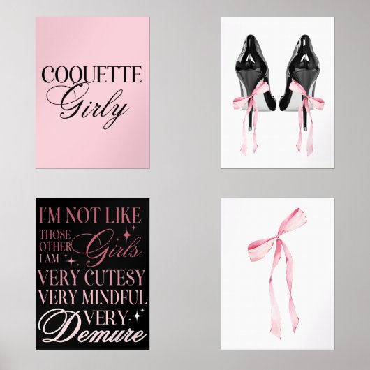 Cute Girly Bow Wall Wall Art Sets (Voorkant)