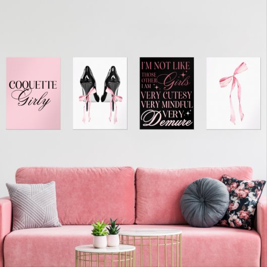 Cute Girly Bow Wall Wall Art Sets (Woonkamer)