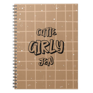 Cute Girly Brown Geruite Spiral Notebook Notitieboek