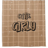 Cute Girly Bruine Gingham Douchegordijn (Voorkant)