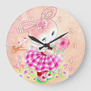 Cute Girly Bunny Grote Klok
