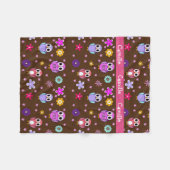 Cute Girly Cartoon Owls Fleece Blanket Deken (Voorkant (Horizontaal))