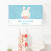 Cute Girly Cartoon Rabbit & Flowers Kids Birthday Spandoek (Insitu)