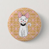 Cute Girly Cat Magnet Ronde Button 5,7 Cm (Voorkant)