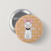 Cute Girly Cat Magnet Ronde Button 5,7 Cm (Voorkant /achterkant)
