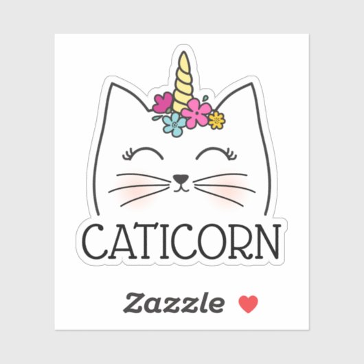 Cute Girly Caticorn Sticker (Vel)