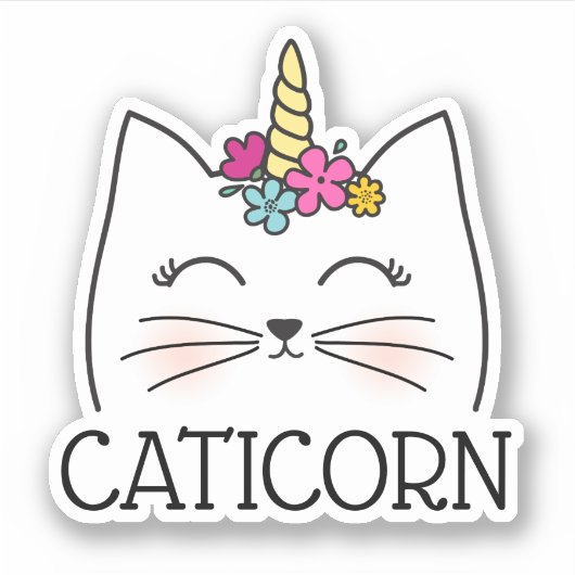 Cute Girly Caticorn Sticker (Voorkant)