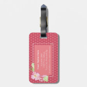 Cute Girly Chic Pink Floral Monogrammed Initiaal Bagagelabel (Achterkant verticaal)