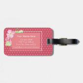 Cute Girly Chic Pink Floral Monogrammed Initiaal Bagagelabel (Achterkant horizontaal)