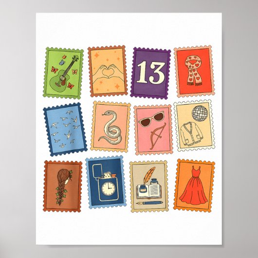 Cute Girly Christmas Pajama Music Album Stamp Aest Poster (Voorkant)