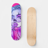 Cute Girly Clown Makeup Roze Skateboard (Voorkant)