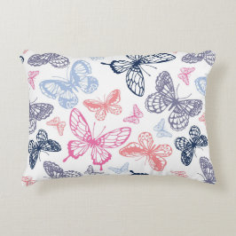 Cute Girly Colorful Butterfly Illustration Pattern Accent Kussen