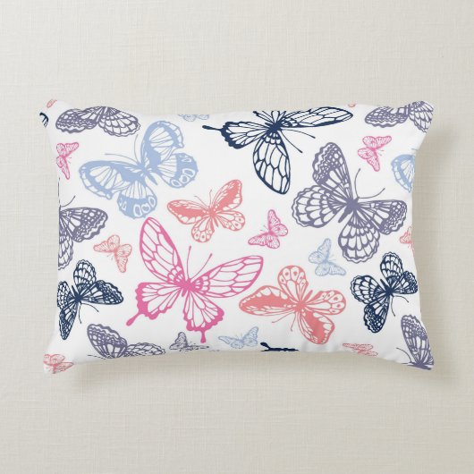 Cute Girly Colorful Butterfly Illustration Pattern Accent Kussen (Voorkant)
