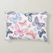 Cute Girly Colorful Butterfly Illustration Pattern Accent Kussen (Achterkant)