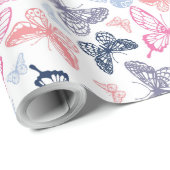 Cute Girly Colorful Butterfly Illustration Pattern Cadeaupapier (Rol Hoek)