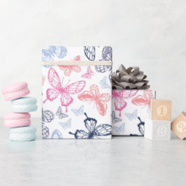 Cute Girly Colorful Butterfly Illustration Pattern Cadeaupapier