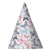 Cute Girly Colorful Butterfly Illustration Pattern Feesthoedjes (Rechts)