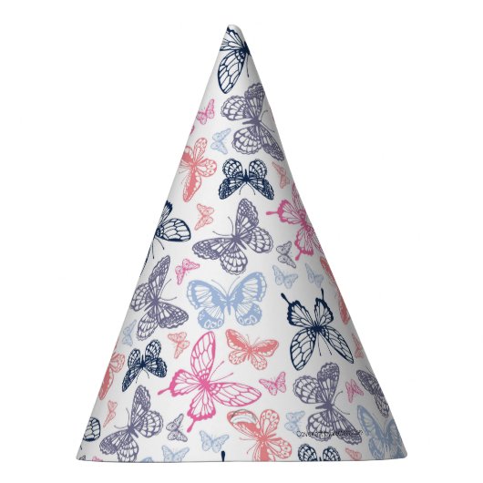 Cute Girly Colorful Butterfly Illustration Pattern Feesthoedjes (Rechts)
