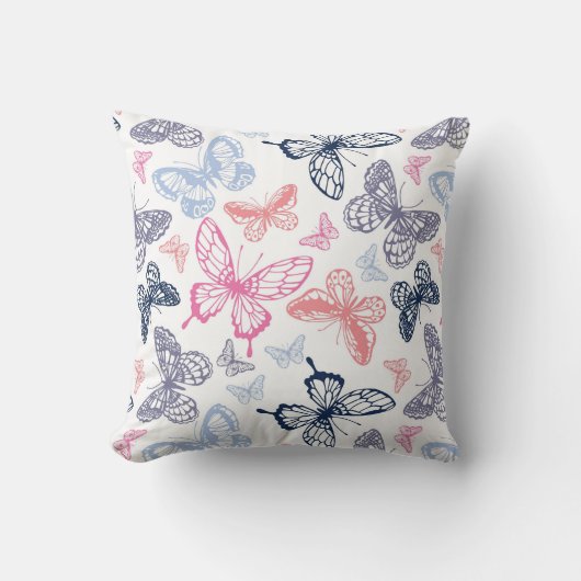 Cute Girly Colorful Butterfly Illustration Pattern Kussen (Voorkant)