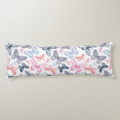 Cute Girly Colorful Butterfly Illustration Pattern Lichaamskussen (Achterkant)