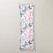 Cute Girly Colorful Butterfly Illustration Pattern Lichaamskussen (Achterkant (Verticaal))