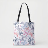 Cute Girly Colorful Butterfly Illustration Pattern Tote Bag (Voorkant)