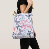 Cute Girly Colorful Butterfly Illustration Pattern Tote Bag (Dichtbij)