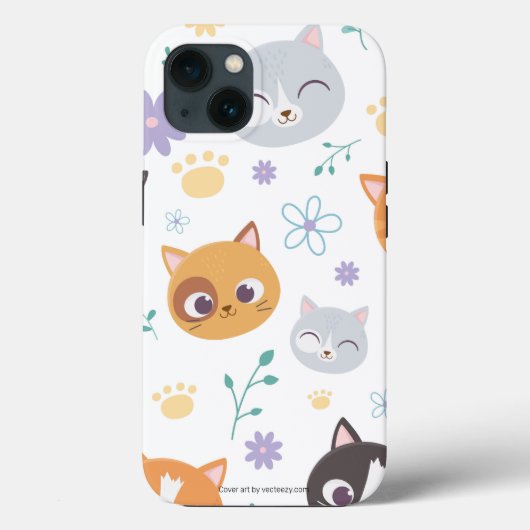 Cute Girly Colorful Kittens-illustratiepatroon Case-Mate iPhone Case (Achterkant)