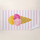 Cute Girly Cool Ice Cream Pink Stripes Strandlaken (Voorkant)