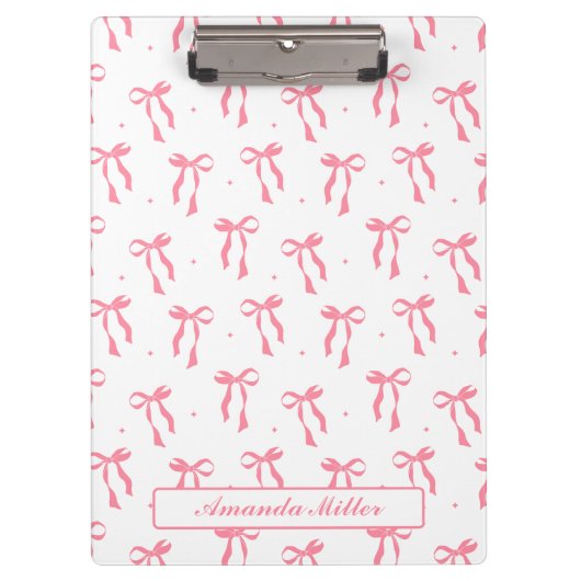 Cute Girly Coquette  Aesthetic Pink Bow Monogram Klembord (Voorkant)