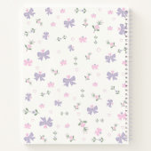 Cute Girly Coquette Flowers & Bows Monogram Name Notitieboek (Achterkant)