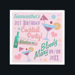 Cute Girly Custom 21st Birthday Cocktails Servet<br><div class="desc">Kute girly chaotic cocktail party luiers om je te personaliseren met Birthday meisjes's naam en feestdatum.</div>