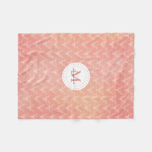 Cute Girly Deer Pattern Monogrammed Fleece Deken (Voorkant (Horizontaal))