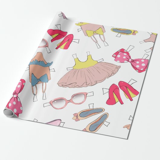 Cute Girly Diva Glam Chic Mode Cadeaupapier (Uitgerold)