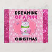 Cute Girly Dreaming of a Roze Kerstmis Briefkaart (Voorkant)