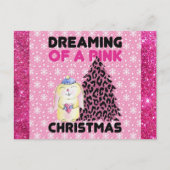 Cute Girly Dreaming of a Roze Kerstmis Briefkaart (Voorkant)