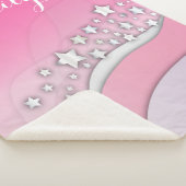 Cute Girly Dreamweaver Chic Silver Stars op Blush  Sherpa Deken (3/4)