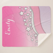 Cute Girly Dreamweaver Chic Silver Stars op Blush  Sherpa Deken (Voorkant (horizontaal))