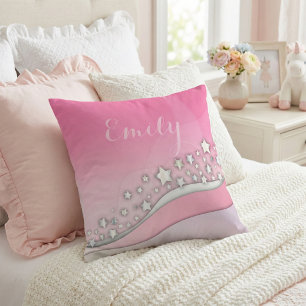 Cute Girly Dreamweaver Silver Stars op Blush Pink  Kussen