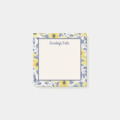 Cute Girly Dusty Blue Yellow Flowers Cream Post-it® Notes (Voorkant)
