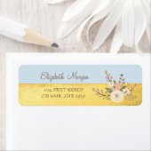 Cute Girly Elegant, Gold, Flower Address Label (Insitu)