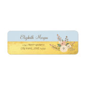 Cute Girly Elegant, Gold, Flower Address Label (Voorkant)