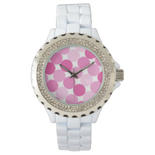 Cute Girly Elegant Pink Polka Dots Horloge