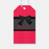 Cute Girly Elegant Red Polka Dots - Black Bow Cadeaulabel (Voorkant)