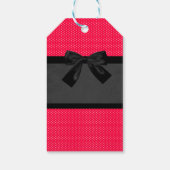 Cute Girly Elegant Red Polka Dots - Black Bow Cadeaulabel (Achterkant)