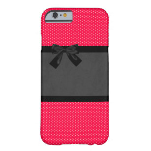 Cute Girly Elegant Red Polka Dots - Black Bow Barely There iPhone 6 Hoesje
