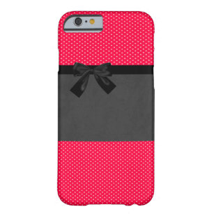 Cute Girly Elegant Red Polka Dots - Black Bow Barely There iPhone 6 Hoesje
