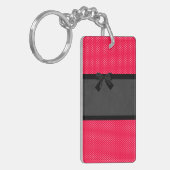 Cute Girly Elegant Red Polka Dots - Black Bow Sleutelhanger (Voorkant Links)