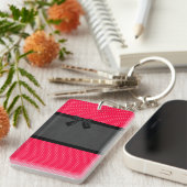 Cute Girly Elegant Red Polka Dots - Black Bow Sleutelhanger (Voorkant Rechts)
