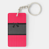 Cute Girly Elegant Red Polka Dots - Black Bow Sleutelhanger (achterkant)
